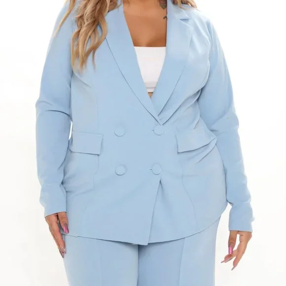 FN. Soft Blue Blazer + Wide Leg Pant Suit - Picture 4 of 4